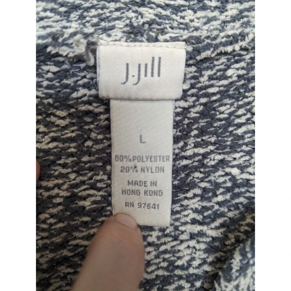 J JILL Pullover Sweater Womens Size L Gray Marled Long Sleeve Chunky Knit Casual